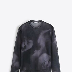 Men's Black Tie-Dye Long Sleeve Crewneck Shirt